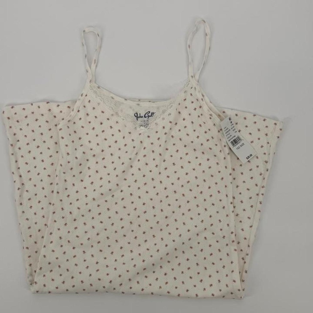 John Galt Brandy Melville Floral Pointelle Lace Trim Mini Dress Cream White XS